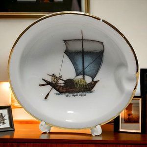 Vintage Ganges Dinghi 1200 Porcelain Ashtray Baronet Ship Series Bavaria Germany